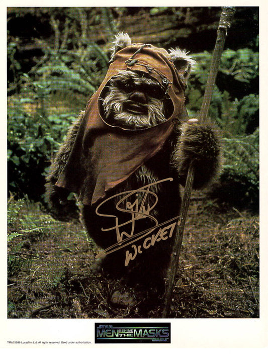 Warwick Davis "Star Wars Return of the Jedi" lithograph "Men Behind The Masks" signed photo