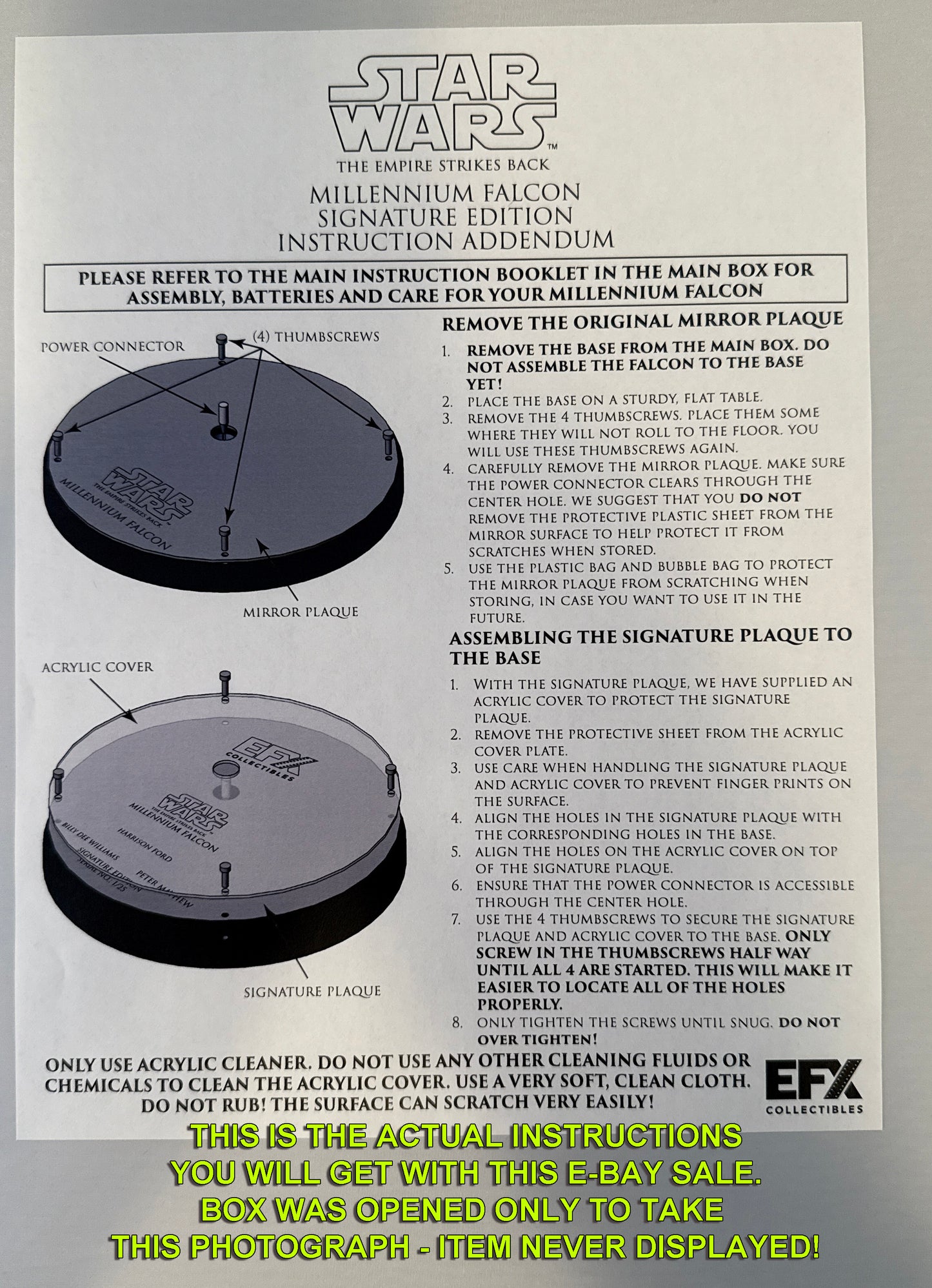 Harrison Ford & Billy Dee Williams Millennium Falcon "Star Wars The Empire Strikes Back" signed limited edition prop replica from EFX Collectibles