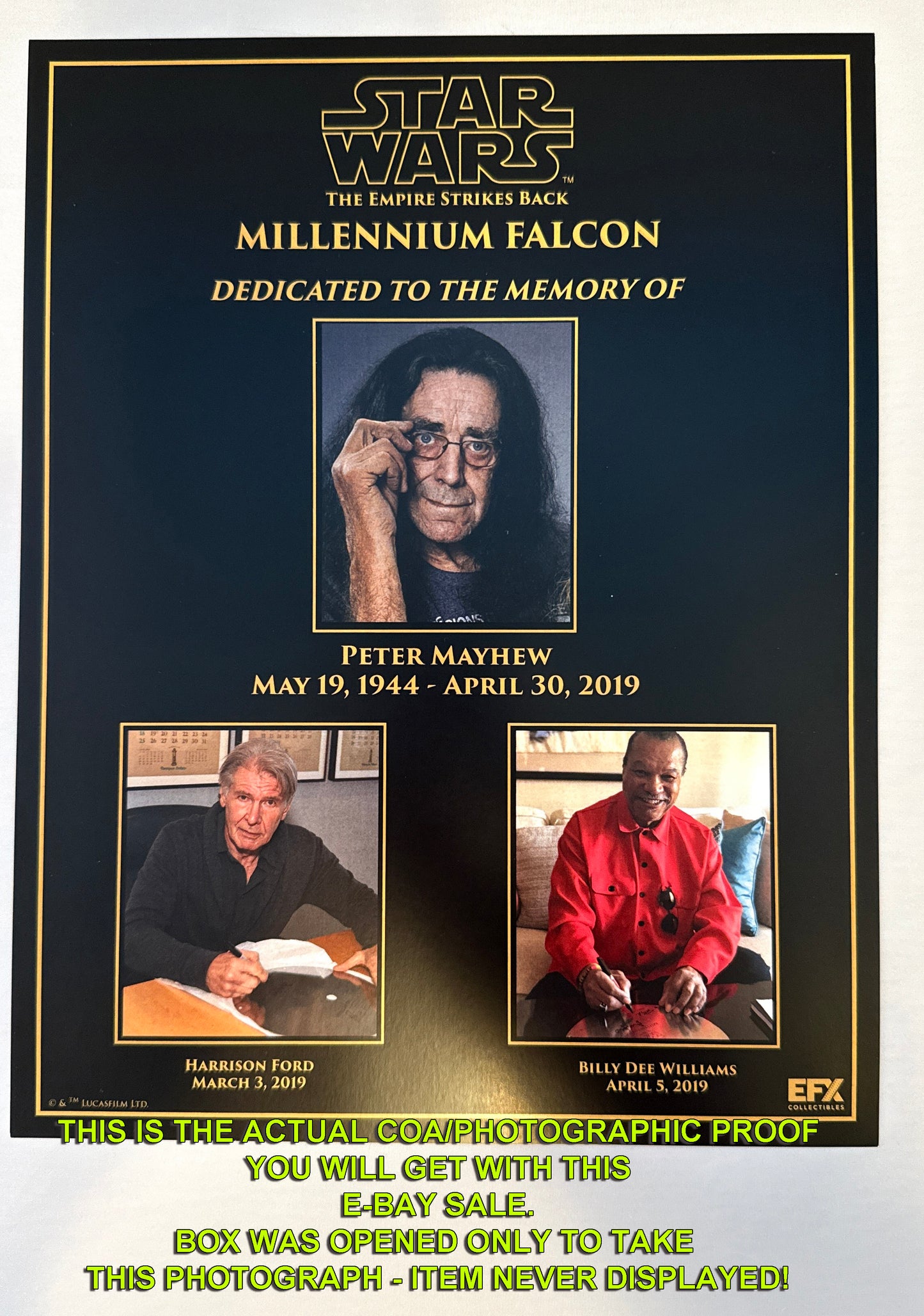 Harrison Ford & Billy Dee Williams Millennium Falcon "Star Wars The Empire Strikes Back" signed limited edition prop replica from EFX Collectibles
