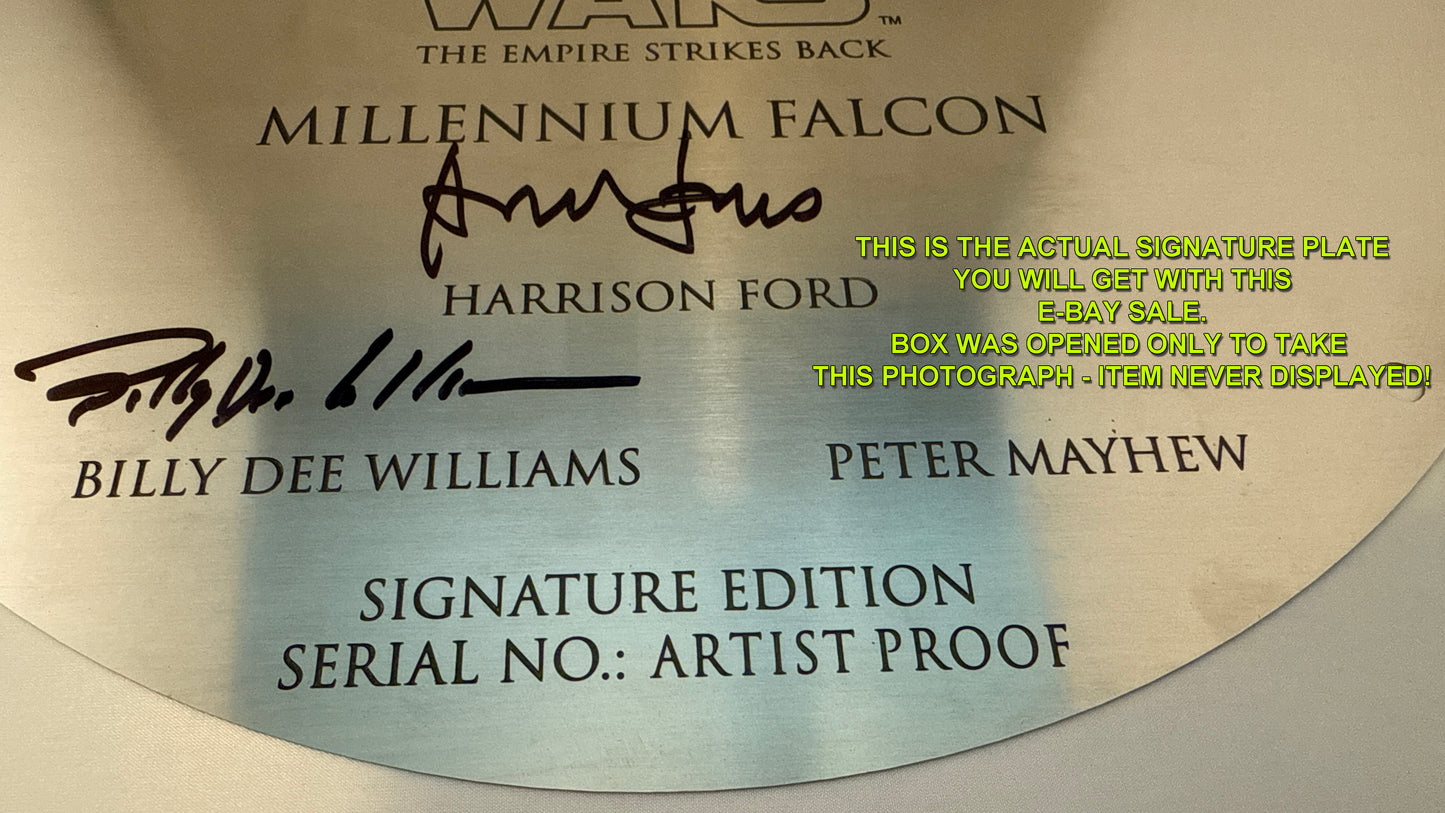 Harrison Ford & Billy Dee Williams Millennium Falcon "Star Wars The Empire Strikes Back" signed limited edition prop replica from EFX Collectibles