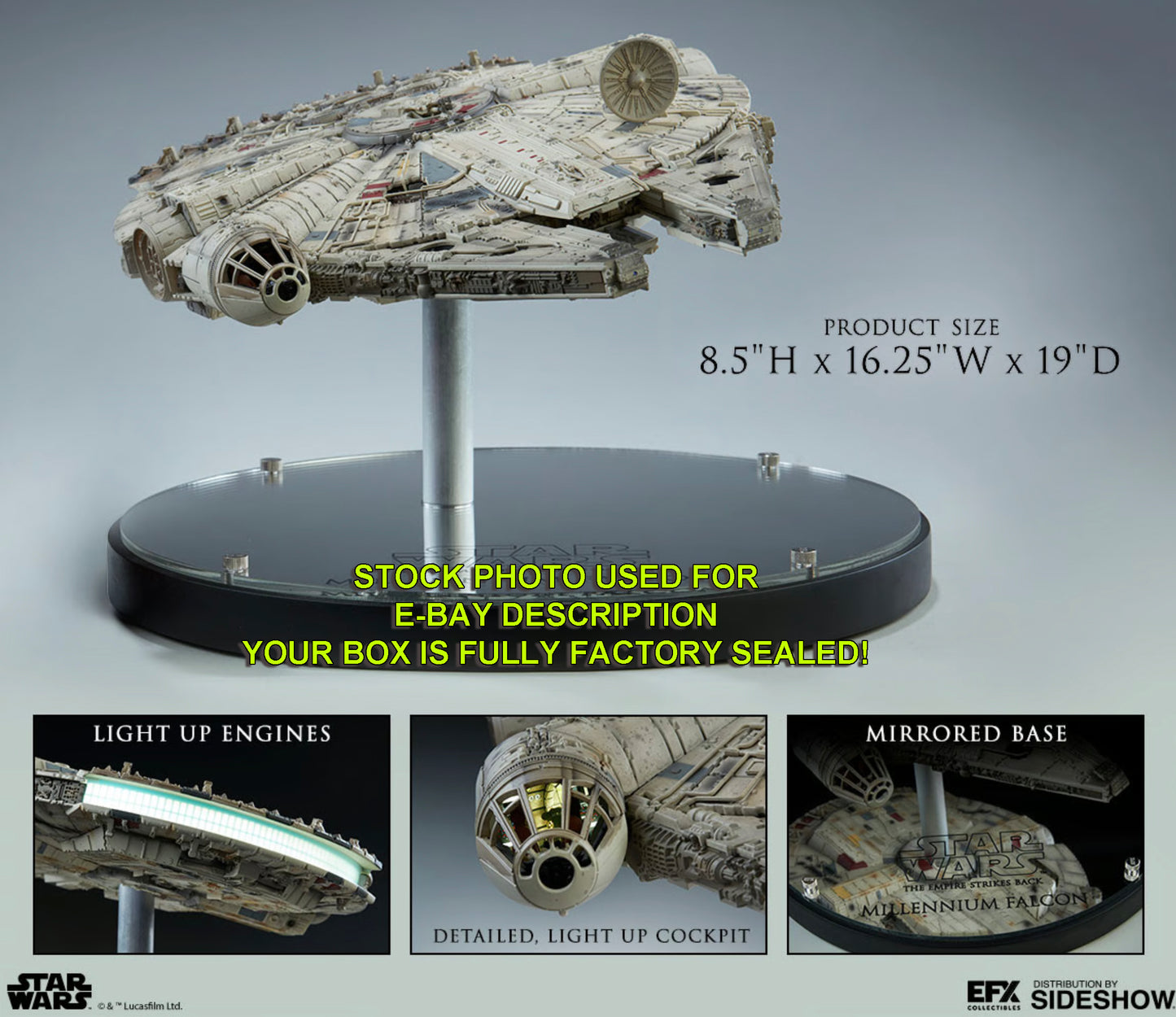 Harrison Ford & Billy Dee Williams Millennium Falcon "Star Wars The Empire Strikes Back" signed limited edition prop replica from EFX Collectibles