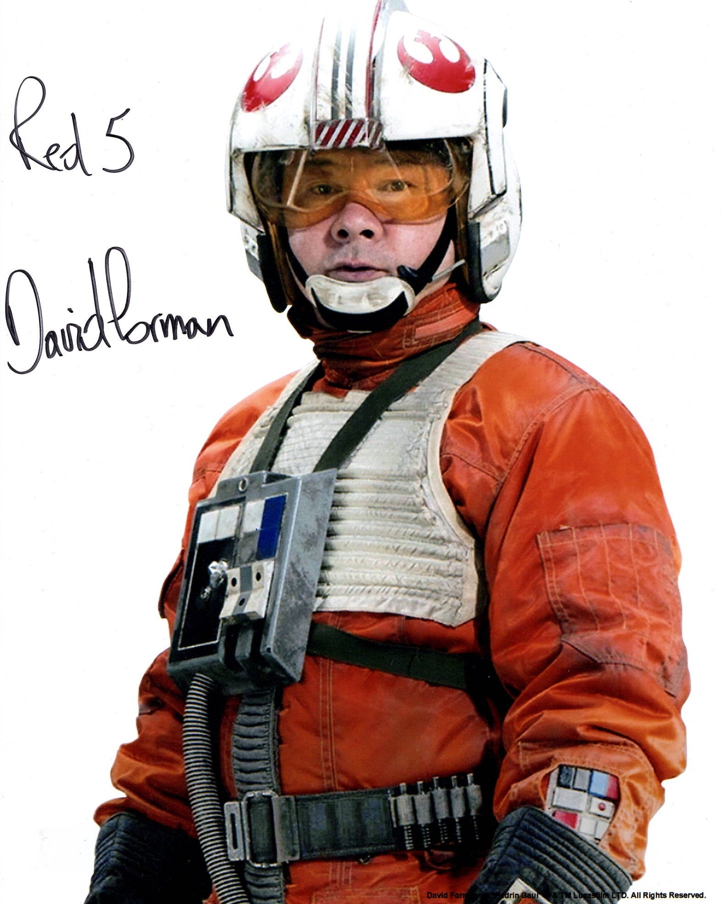 David Forman "Rogue ONE: A Star Wars Story" Red 5 signed 8x10 photo