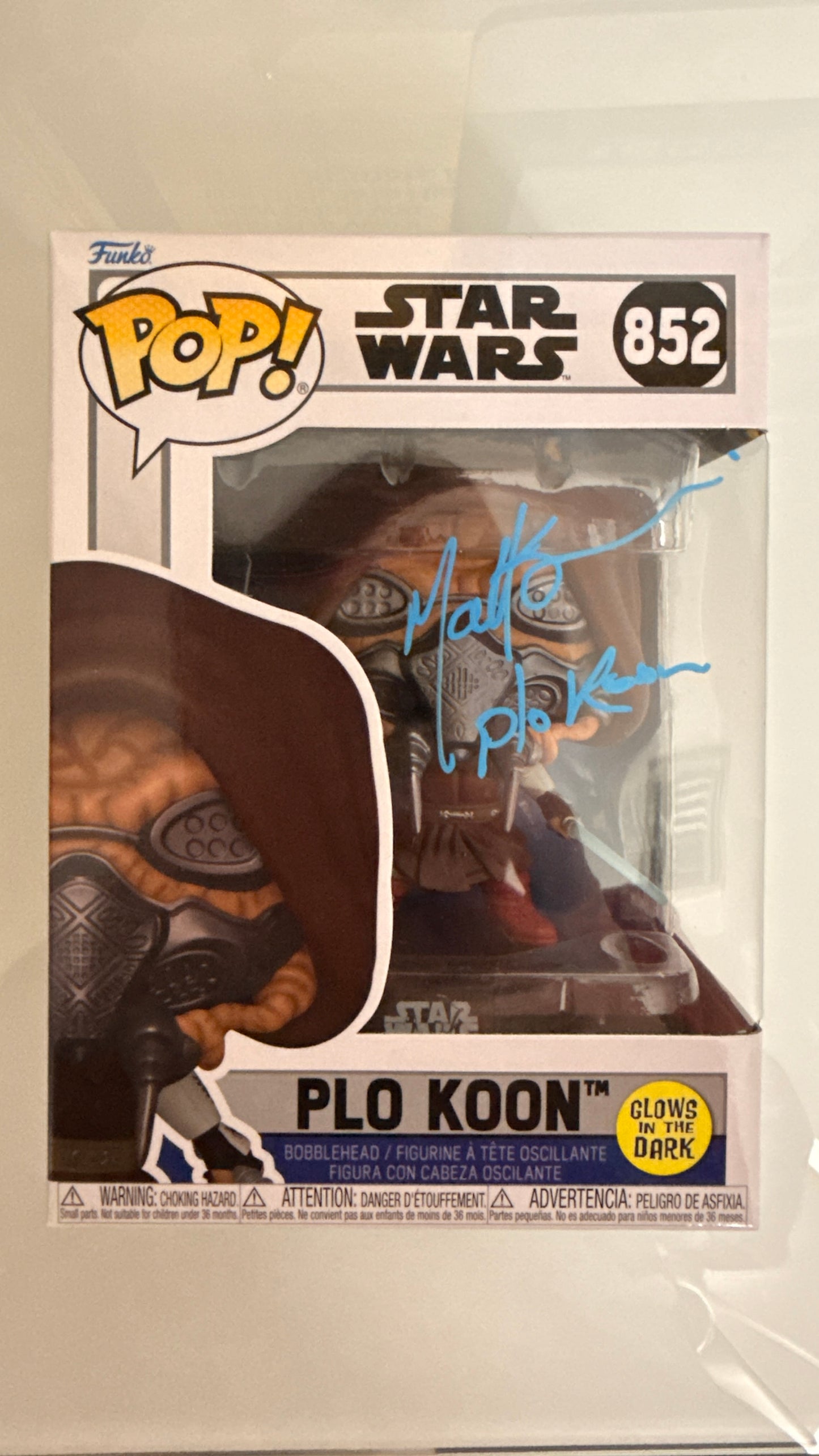 Matt Sloan "Star Wars Plo Koon" signed Funko POP #852 RARE