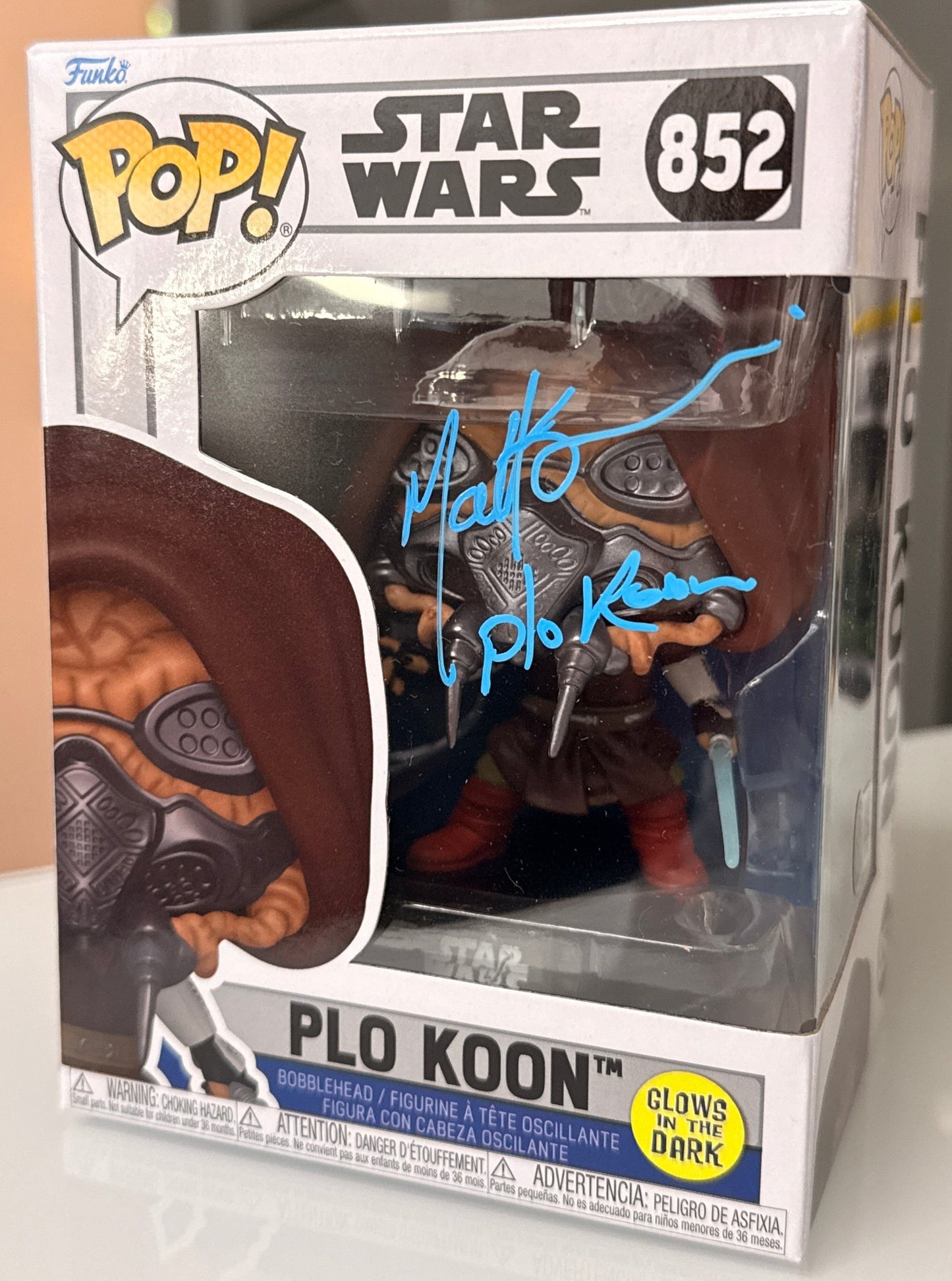 Matt Sloan "Star Wars Plo Koon" signed Funko POP #852 RARE
