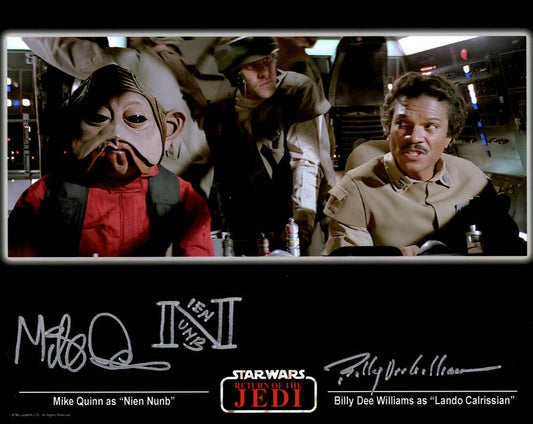 Billy Dee Williams & Mike Quinn "Star Wars Return of the Jedi" dual signed 8x10 photo