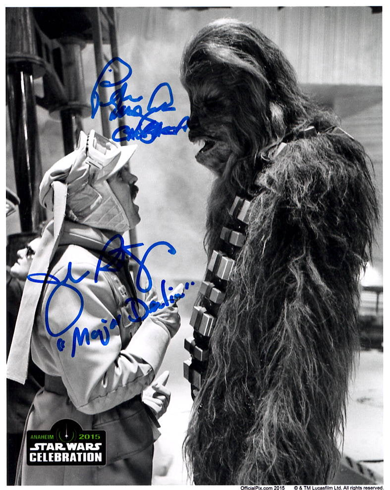 John Ratzenberger & Peter Mayhew "Star Wars The Empire Strikes Back" dual signed 8x10 photo