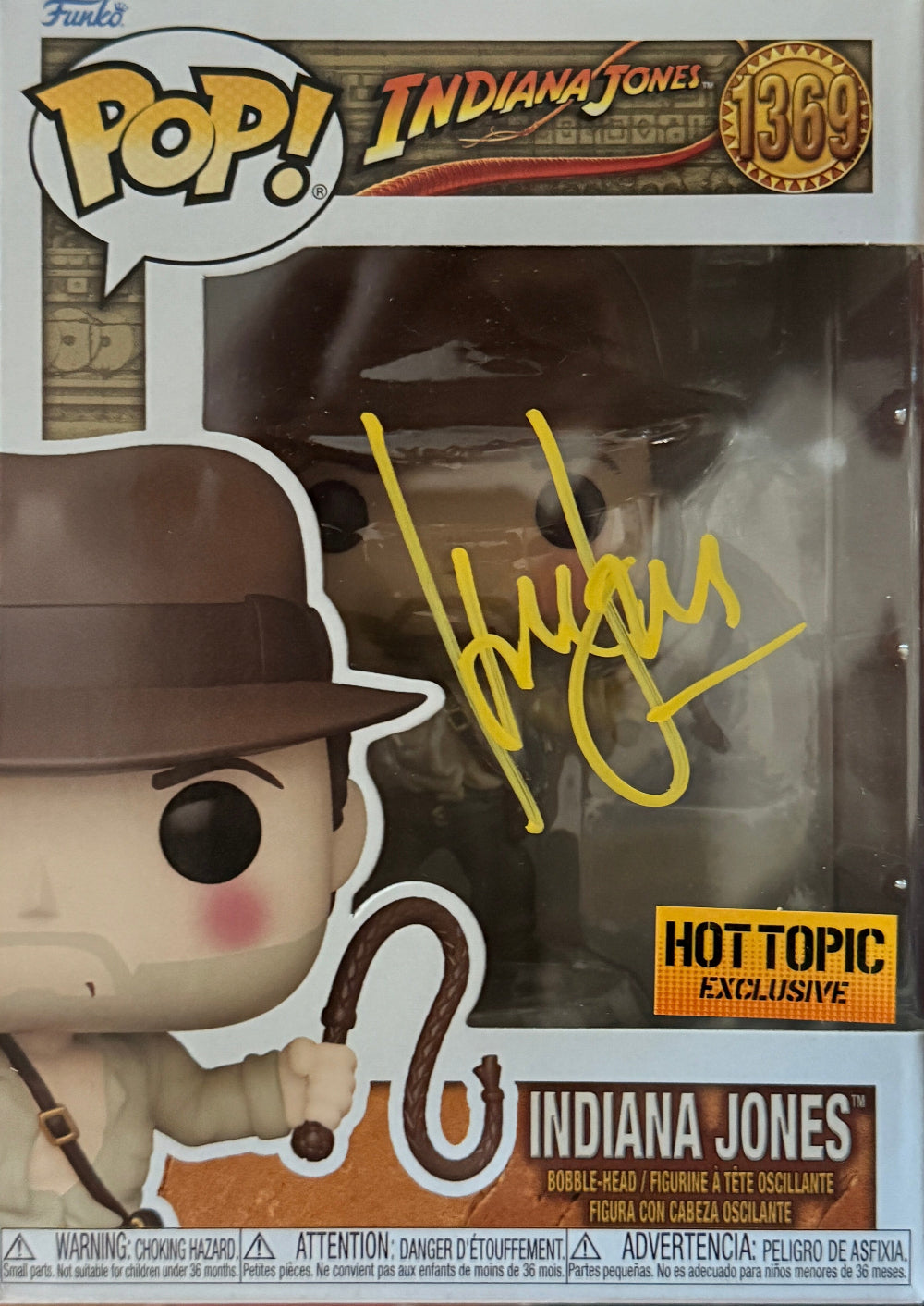 Harrison Ford "Indiana Jones" signed HOT TOPIC Exclusive FUNKO POP #1369