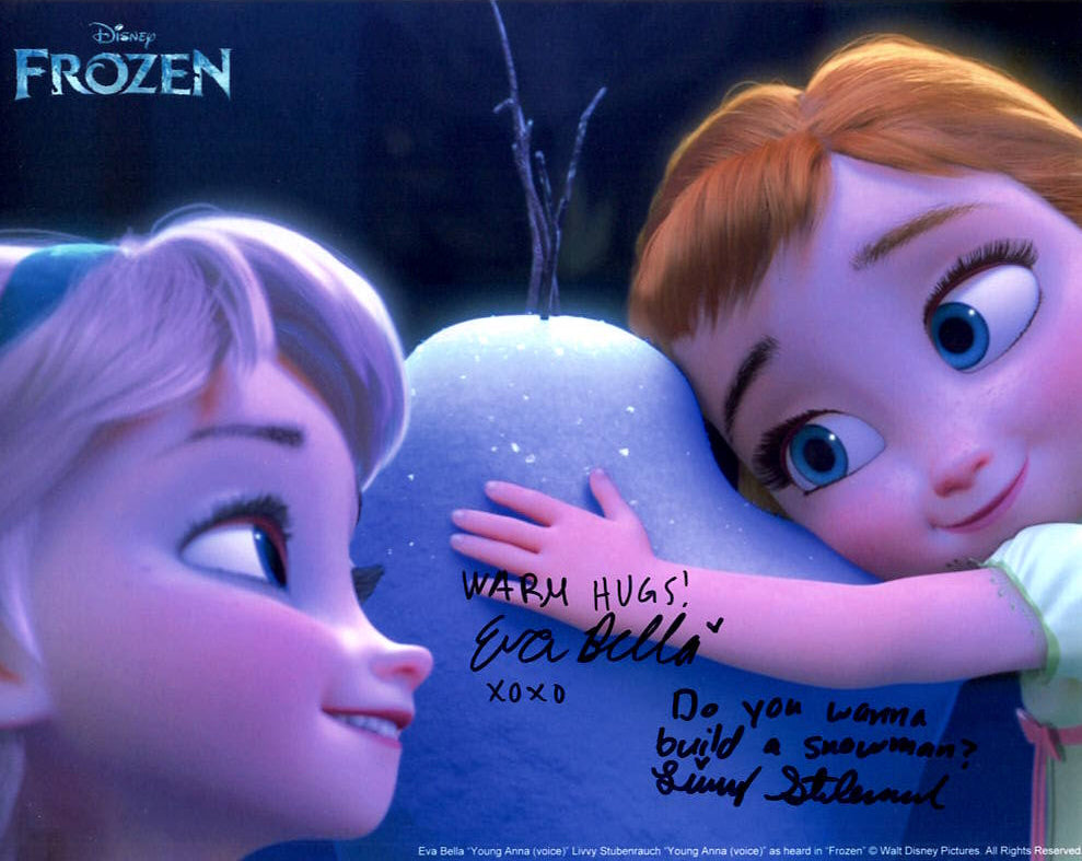 Eva Bella & Livvy Stubenrauch "FROZEN" dual signed 8x10 photo