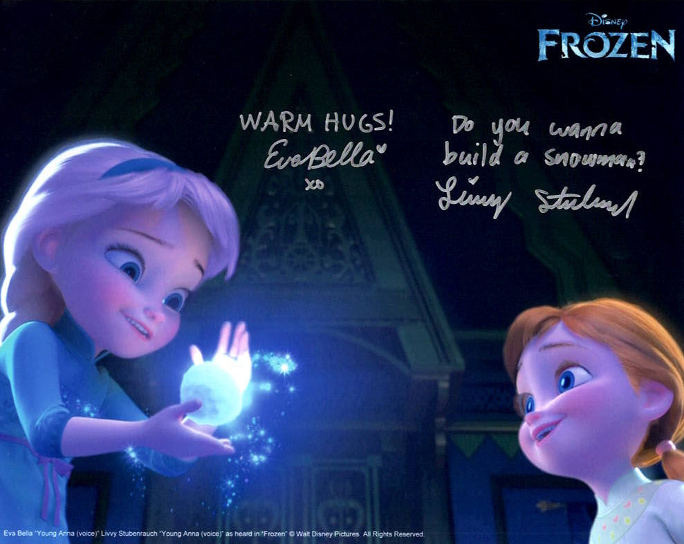 Eva Bella & Livvy Stubenrauch "FROZEN" dual signed 8x10 photo
