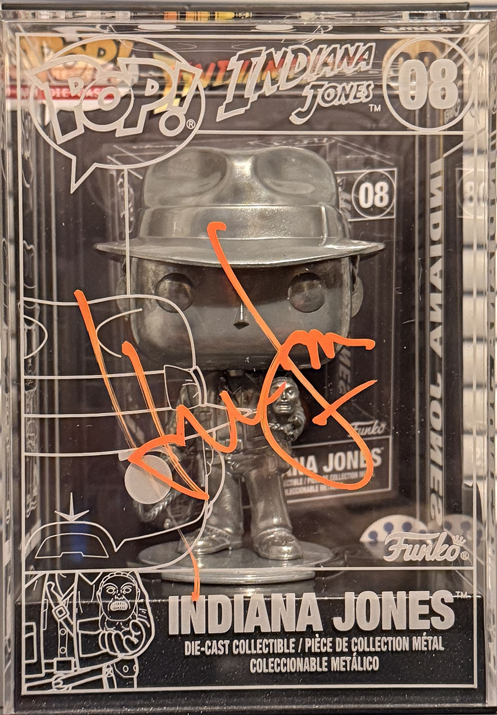 Harrison Ford "Indiana Jones" signed CHASE Exclusive FUNKO POP Die-Cast Metal #08