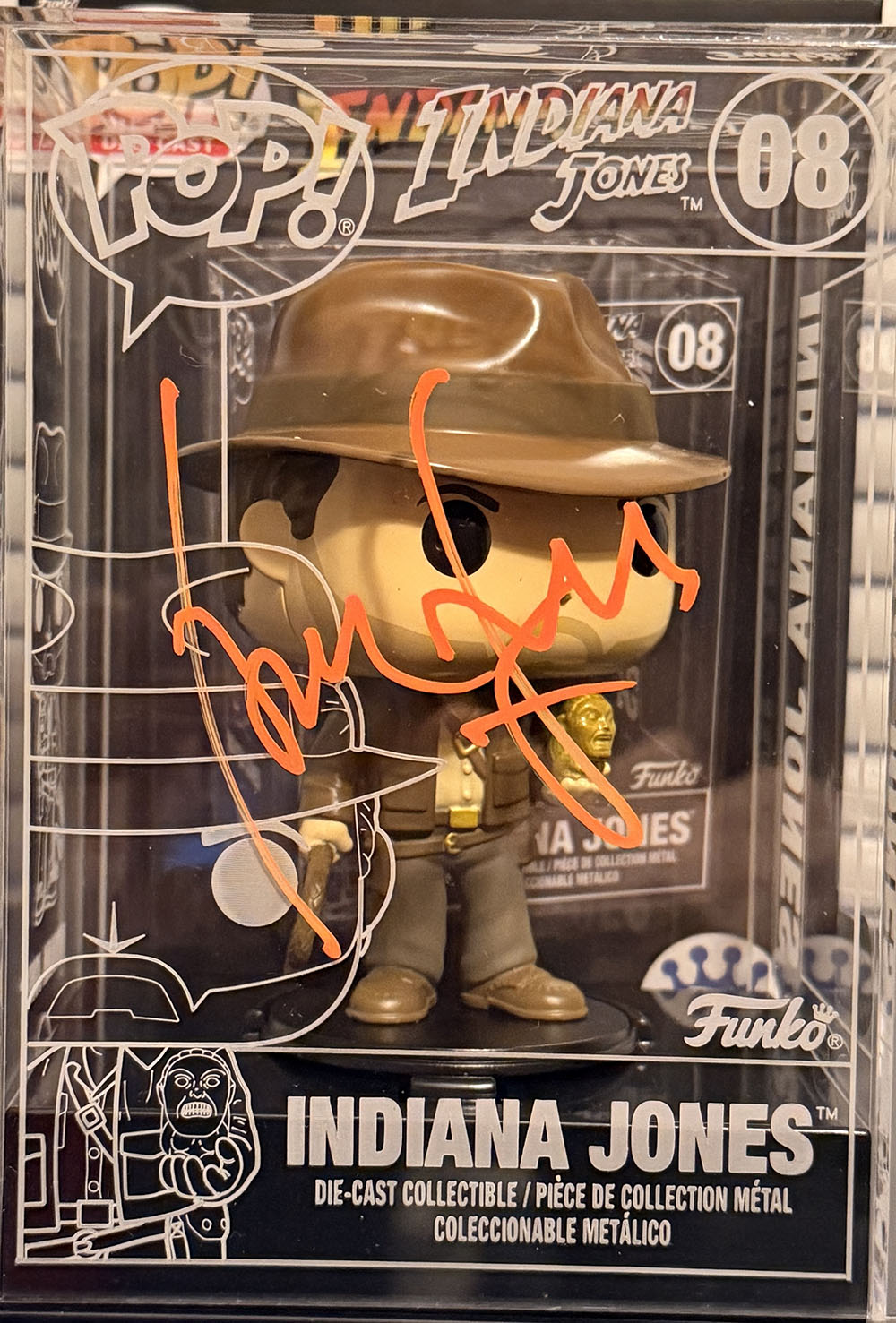 Harrison Ford "Indiana Jones" signed Exclusive FUNKO POP Die-Cast Metal #08