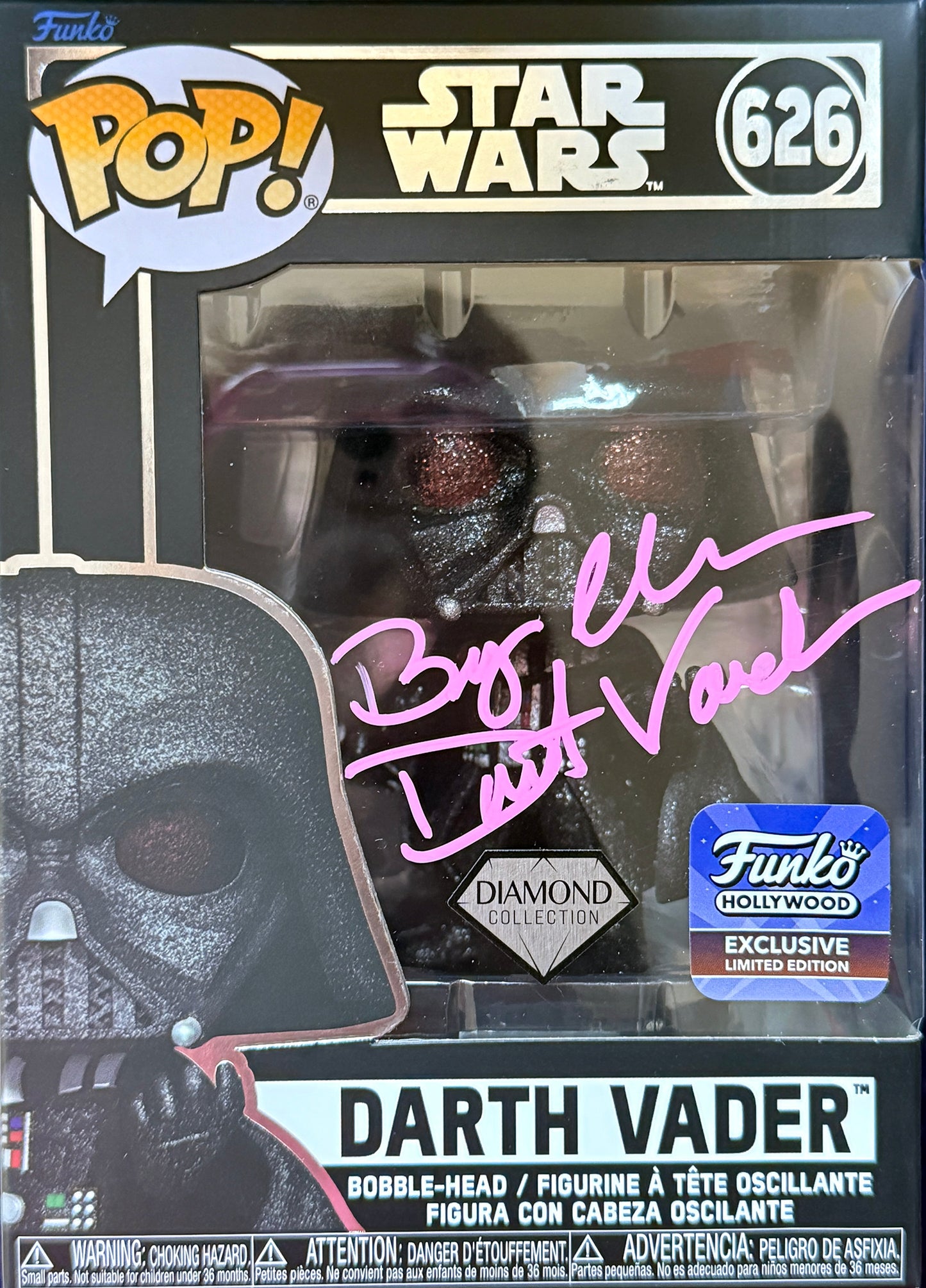 Bryce Eller "Star Wars Darth Vader" signed Funok POP@ #626 Hollywood Exclusive Limited Edition Diamond Collection